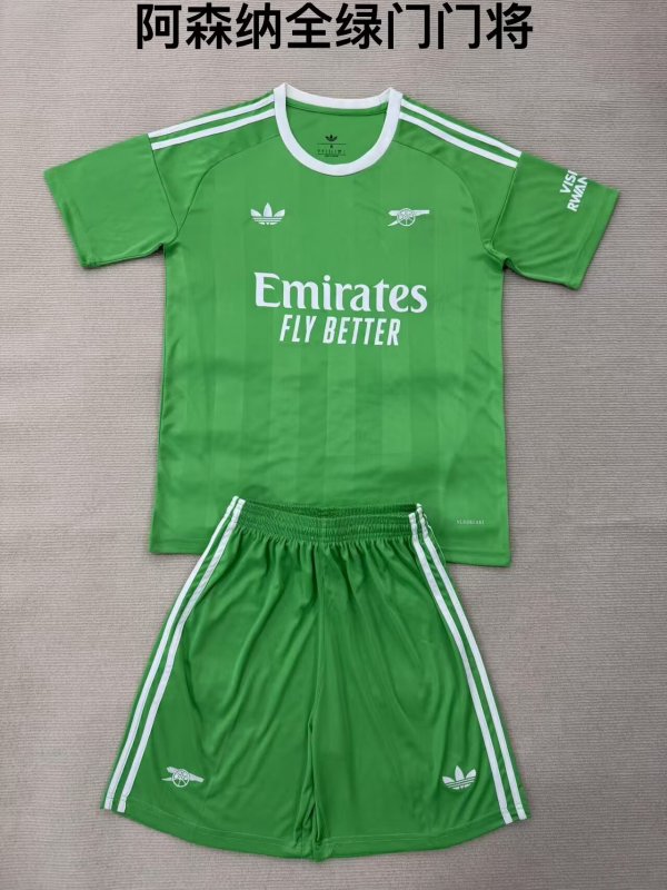 25/26 Arsenal Goalkeeper Green Kids Kits 1:1 Quality Soccer Jersey