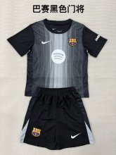 25/26 Barcelona Goalkeeper Black Kids Kits 1:1 Quality Soccer Jersey
