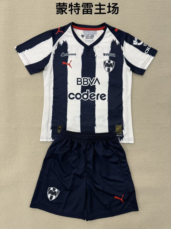 25/26 Monterrey Home Kids 1:1 Quality Soccer Jersey
