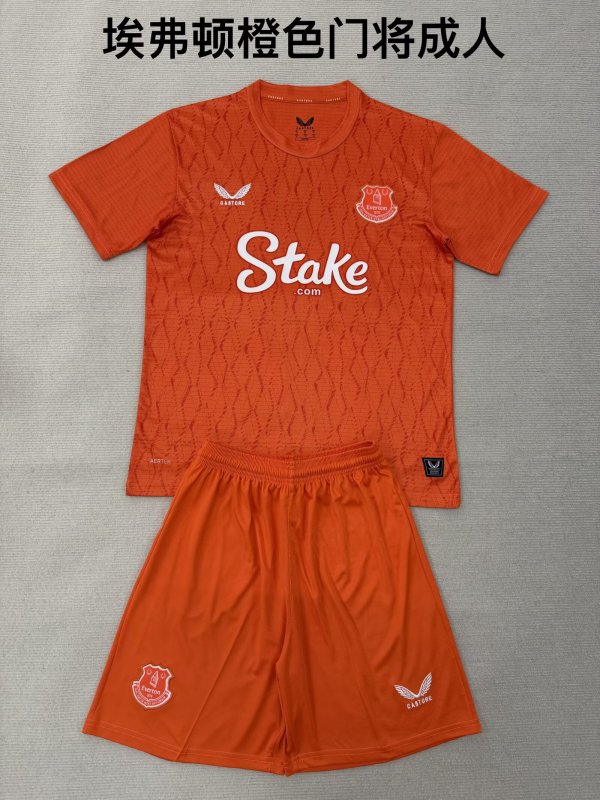 25/26 Everton Goalkeeper Orange Adult Kits 1:1 Quality Soccer Jersey(成人套装)