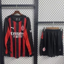 25/26 AC Milan  Home Long With Pants Sets Fans 1:1 Quality Soccer Jersey