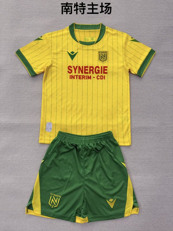 25/26 FC Nantes Home  Kids Kits 1:1 Quality Soccer Jersey