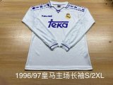 1996/1997 Real Madrid Home White Long Sleeve Retro 1:1 Quality Soccer Jersey