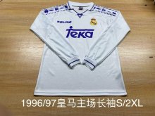 1996/1997 Real Madrid Home White Long Sleeve Retro 1:1 Quality Soccer Jersey