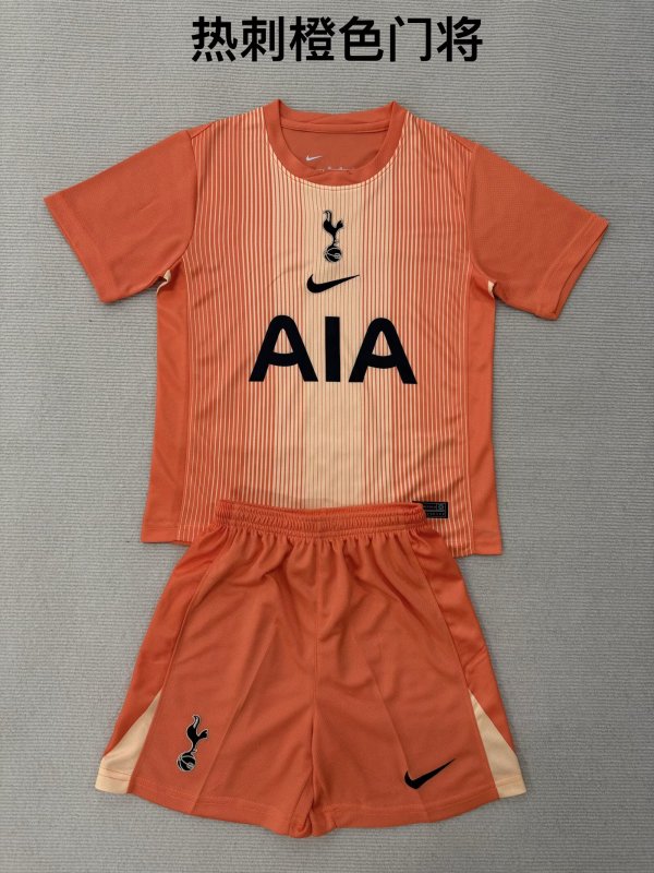 25/26 Tottenham  Goalkeeper Orange Kids Kits 1:1  Soccer Jersey