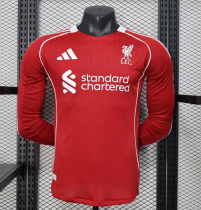 25/26   Liverpool Home Red  Long Sleeve Player 1:1 Quality Soccer Jersey