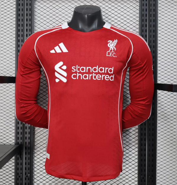 25/26   Liverpool Home Red  Long Sleeve Player 1:1 Quality Soccer Jersey