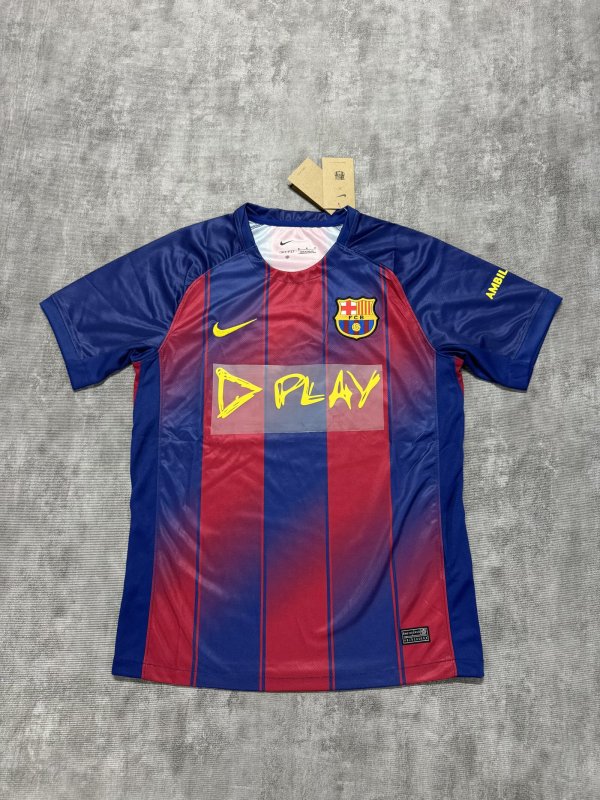 25/26 Barcelona Home Music Festival  Fans 1:1 Quality Soccer Jersey