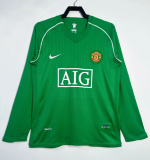 2007-2008 Manchester United green Long Sleeve Goalkeeper 1:1 Retro Soccer Jersey
