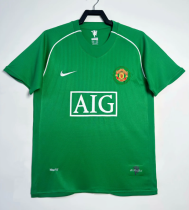 2007-2008 Manchester United green short Sleeve Goalkeeper 1:1 Retro Soccer Jersey