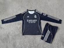 25/26 Real Madrid  Away Long sleeved Kids Kits 1:1 Quality Soccer Jersey