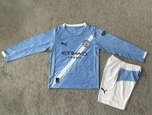 25/26 Manchester City Home Long sleeved Kids Kits 1:1 Quality Soccer Jersey