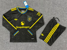 25/26 Manchester United Third Long sleeved Kids Kits 1:1 Quality Soccer Jersey