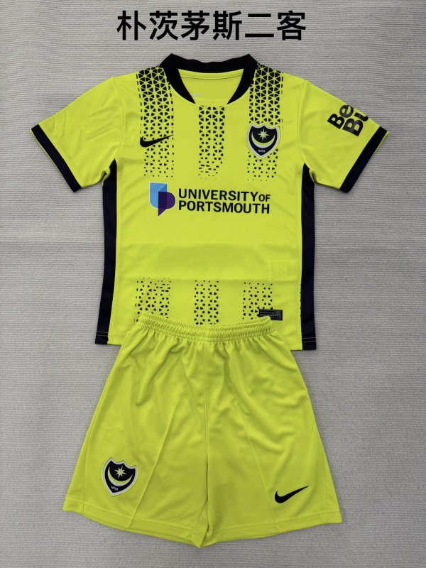 25/26 Portsmouth Third Kids Kits 1:1 Quality Soccer Jersey
