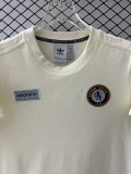 25/26  Aston Villa Adidas Clover T-shirt beige Fans  1:1 Quality Soccer Jersey