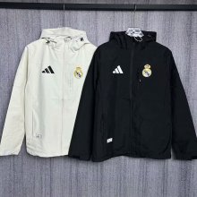 25/26 Real Madrid  Interchange Jacket Black White Windbreaker