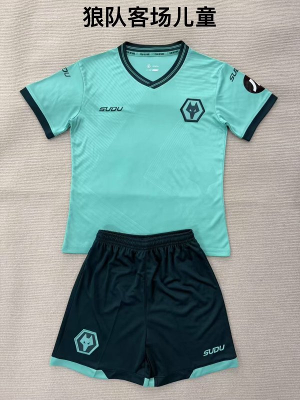 25/26 Wolves Away Kids Kits 1:1 Quality Soccer Jersey
