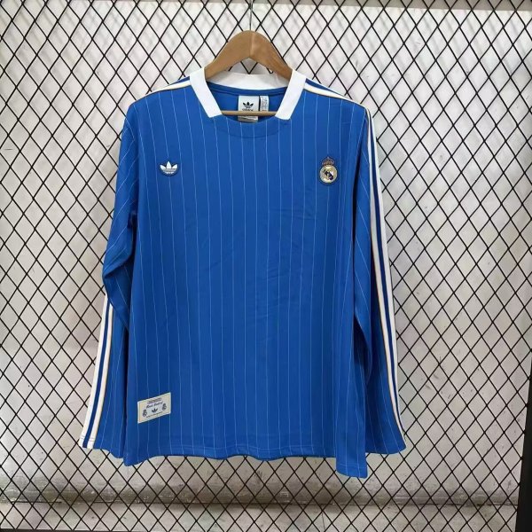 25/26 Real Madrid Long Sleeve Special Edition Blue Fans 1:1 Quality Soccer Jersey