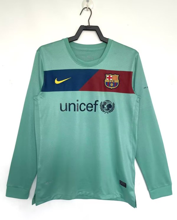 2010/2011  Barcelona Away Green Long Sleeve Retro 1:1 Quality Soccer Jersey