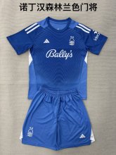25/26 Nottingham Forest Goalkeeper Blue Kids Kits 1:1 Quality Soccer Jersey