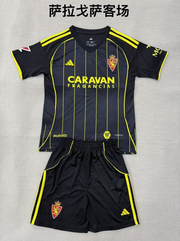 25/26 Real Zaragoza  Away Kids Kits 1:1  Quality Soccer Jersey