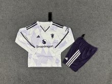 25/26 Manchester United  Away Long sleeved Kids Kits 1:1 Quality Soccer Jersey
