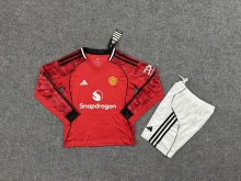 25/26 Manchester United  Home Long sleeved Kids Kits 1:1 Quality Soccer Jersey