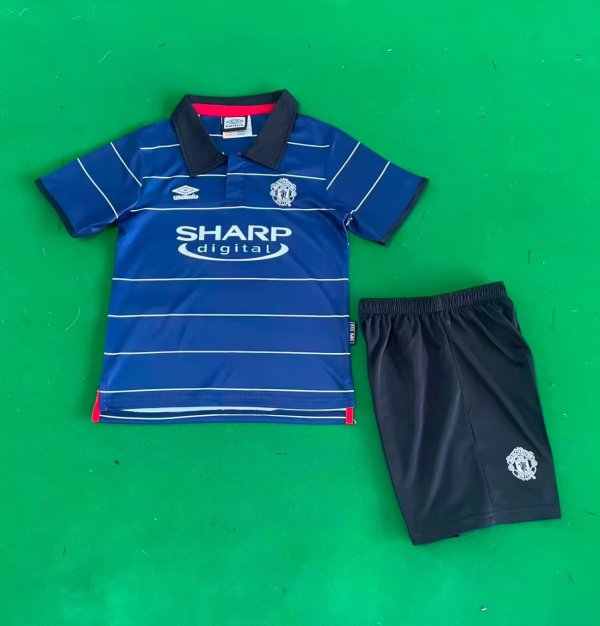 1999/2000 Manchester United Away 1:1 Kids Retro Soccer Jersey
