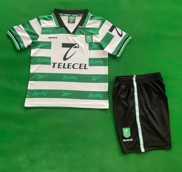 1999/2000 Sporting Lisbon Home Kids  Retro 1:1 Soccer Jersey