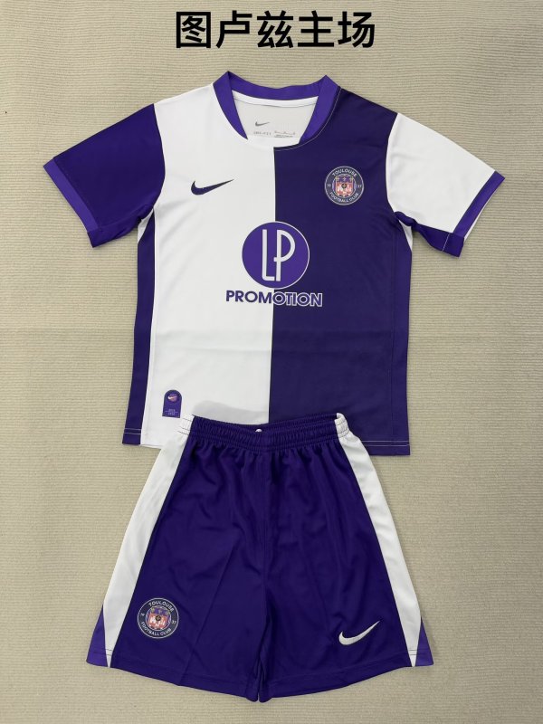 25/26 Toulouse Home Kids Kits 1:1 Quality Soccer Jersey