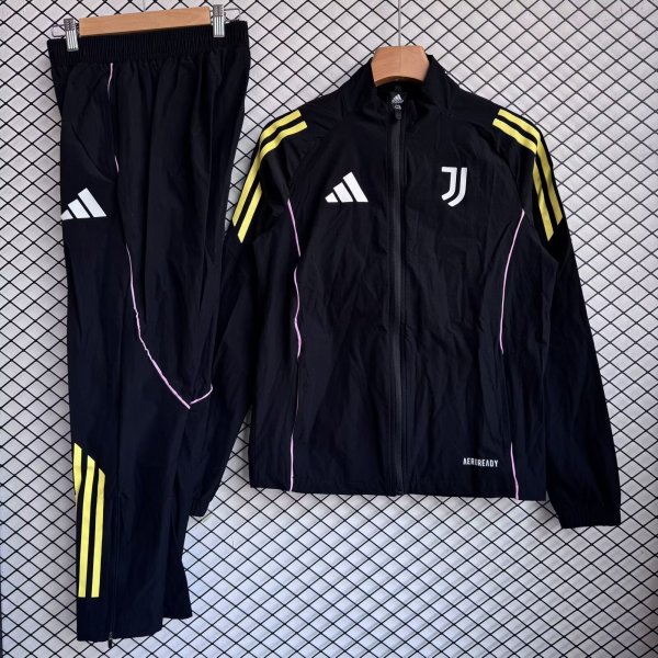 25/26 Juventus Windbreaker Sets With pants Black 1:1 Quality Soccer Jersey