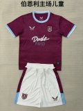25/26  Burnley Home Kids Kits 1:1 Quality Soccer Jersey