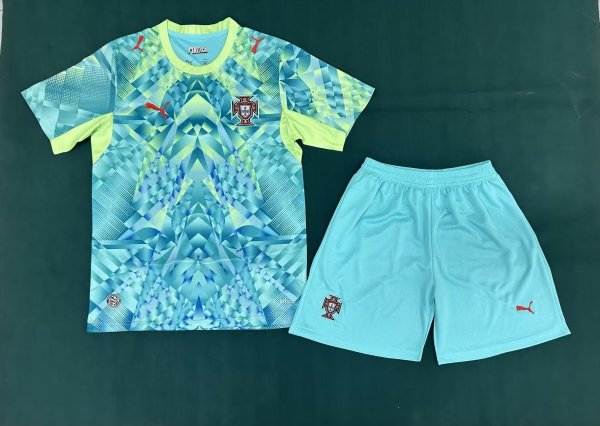 26/27（2026）Portugal Goalkeeper Green  Kids 1:1 Quality Soccer Jersey