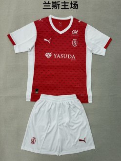 25/26 Stade de Reims Home Kids Kits 1:1 Quality Soccer Jersey
