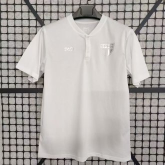 25/26  Sao Paulo   Polo White  Fans 1:1 Quality Soccer Jersey