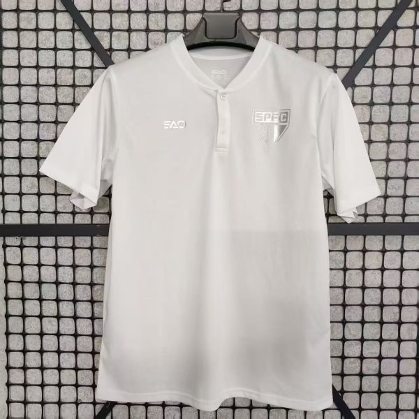 25/26  Sao Paulo   Polo White  Fans 1:1 Quality Soccer Jersey