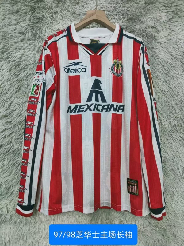 1997/1998  Chivas  Home Long sleeve Fans Retro 1:1 Quality Soccer Jersey
