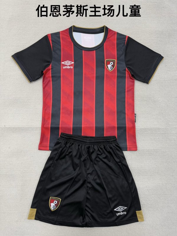 25/26 Bournemouth Home Kids Kits 1:1 Quality Soccer Jersey