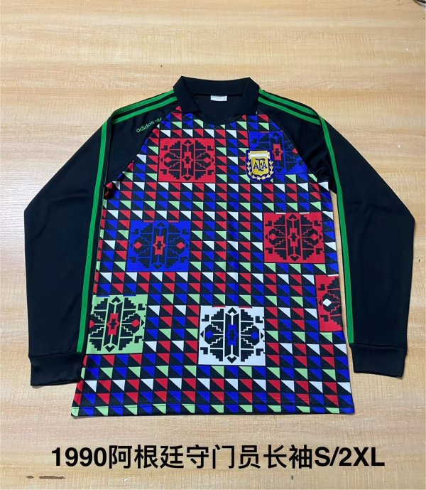 1990  Argentina  Goalkeeper  Long sleeve Fans 1:1 Quality Retro Soccer Jersey