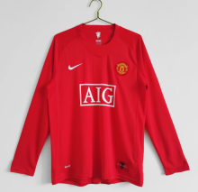 2007-2008 Manchester United Home Long sleeve 1:1 Quality Retro Soccer Jersey