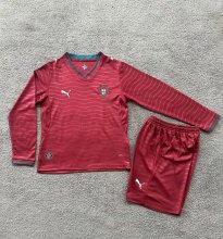26/27 (2026)  Portugal Home Long sleeved Kids Kits 1:1 Quality Soccer Jersey