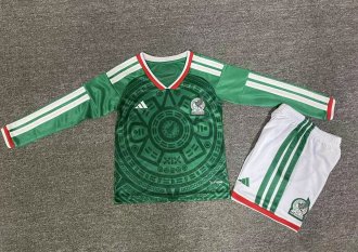 26/27（2026） Mexico  Home  Long sleeved Kids 1:1 Quality Soccer Jersey