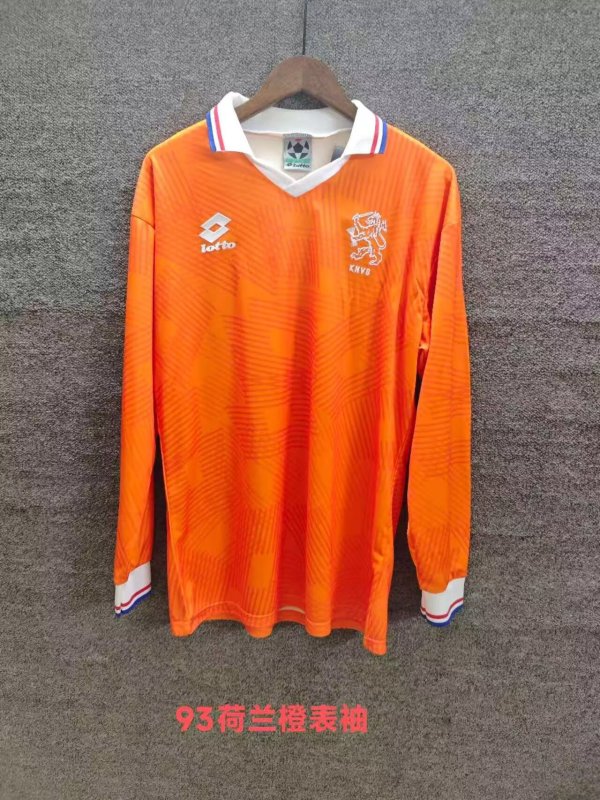1993 Netherlands Home Long Sleeve Retro 1:1 Quality  Soccer Jersey