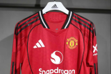 球员版25/26  Manchester United  Home Player Long sleeves1:1 Quality Soccer Jersey