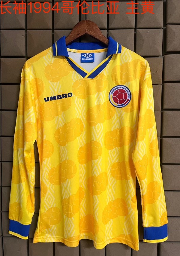 1994  Colombia  Home Long Sleeve Fans 1:1 Quality Retro Soccer Jersey