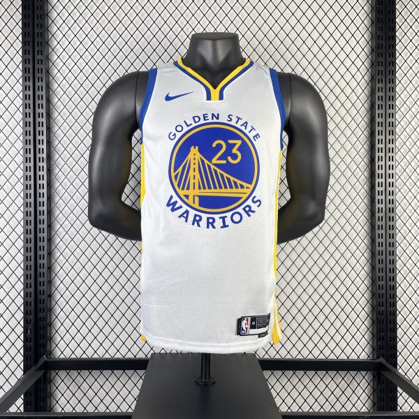 2023 Golden State Warriors V-neck White #23 GREEN 1:1 Quality NBA Jersey