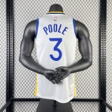 2023 Golden State Warriors V-neck White #3 POOLE  1:1 Quality NBA Jersey