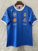 2025 F1 Ferrari Blue round neck Short Sleeve Racing Suit 1:1 Quality F1 Jerseys