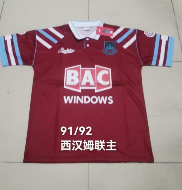 1991/1992 West Ham  Home Retro Fans 1:1 Quality Soccer Jersey