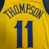 2018 Golden State Warriors Yellow V-Neck China Dragon Robe #11 THOMPSON   1:1  Quality NBA Season Jerseys